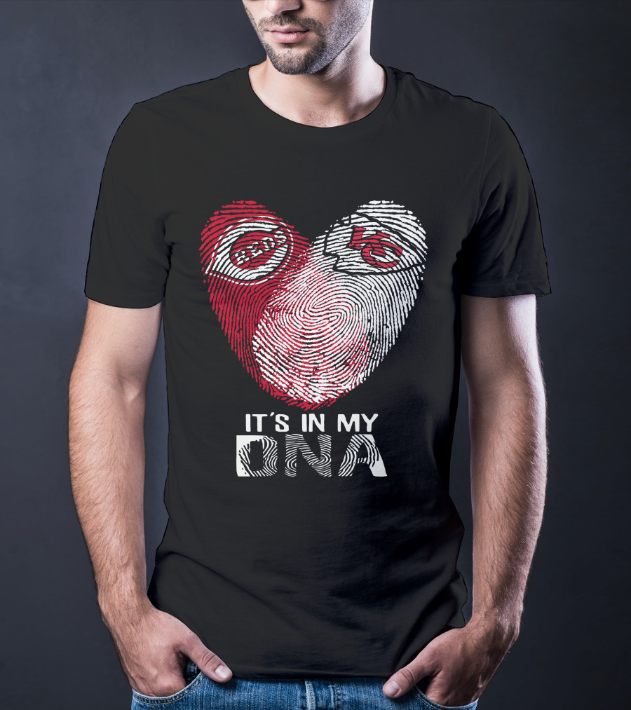 Cincinnati Reds Chiefs It's In My DNA Fingerprint Heart T-Shirt