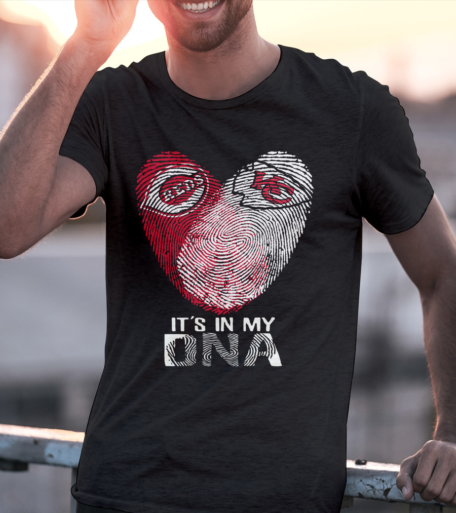 Cincinnati Reds Chiefs It's In My DNA Fingerprint Heart T-Shirt