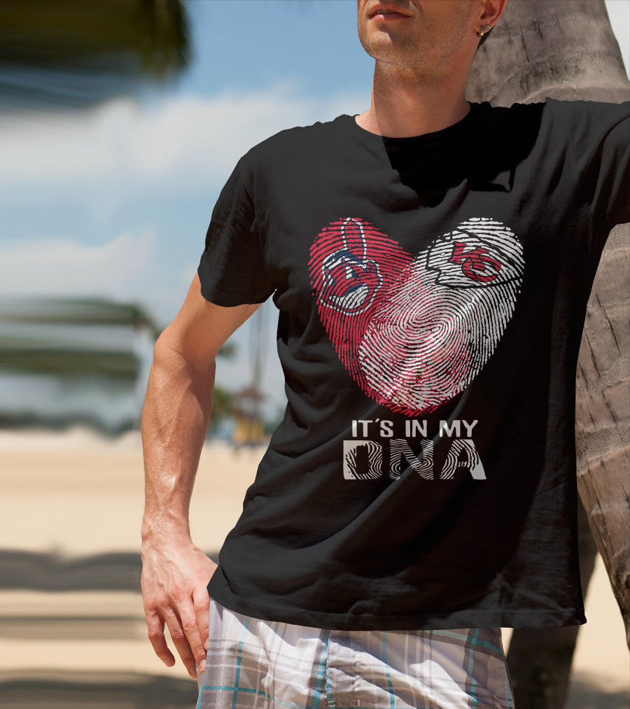 It's In My DNA Cleveland Indians Chiefs Fingerprint Heart T-Shirt