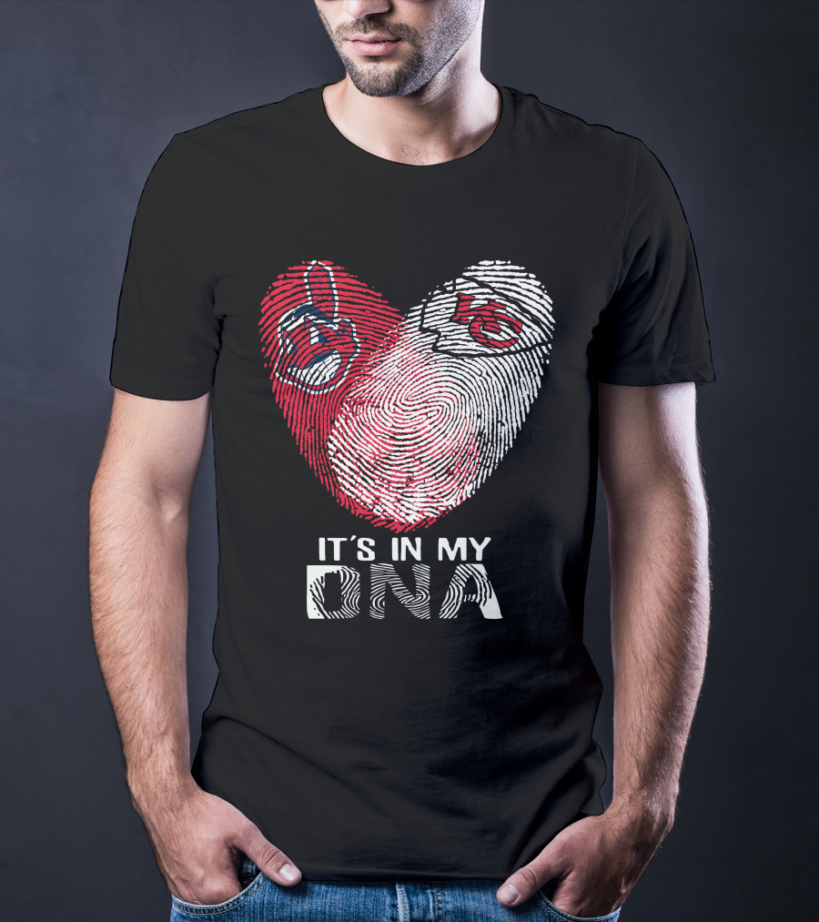 It's In My DNA Cleveland Indians Chiefs Fingerprint Heart T-Shirt