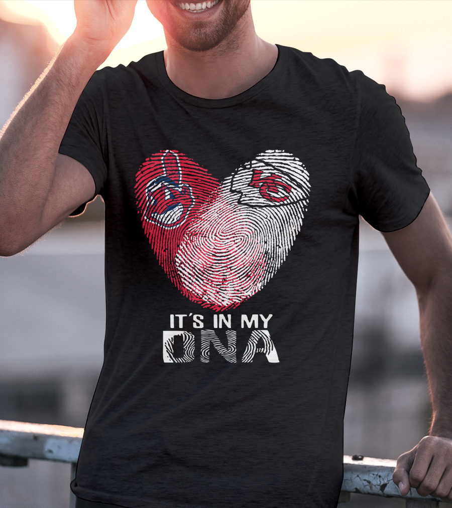 It's In My DNA Cleveland Indians Chiefs Fingerprint Heart T-Shirt