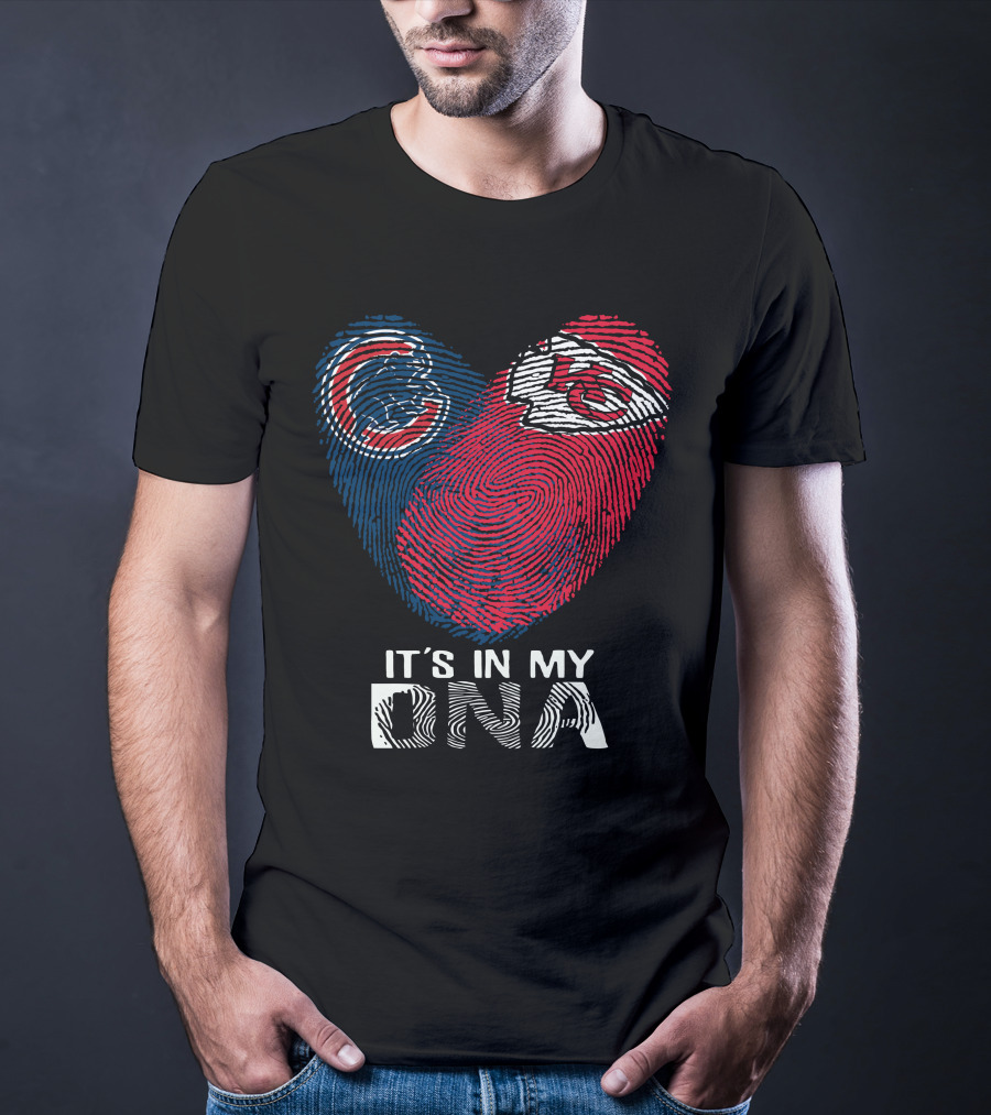 Chicago Cubs And Chiefs It's In My DNA Fingerprint Heart T-Shirt