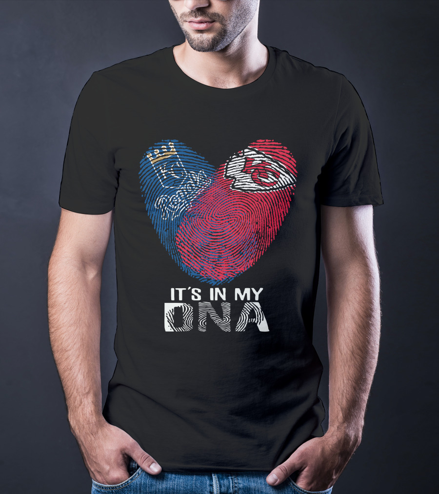 Kansas City Royals Chiefs It's In My DNA Fingerprint Heart T-Shirt