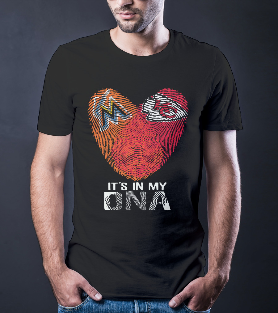 Miami Marlins Kansas City Chiefs It's In My DNA T-Shirt