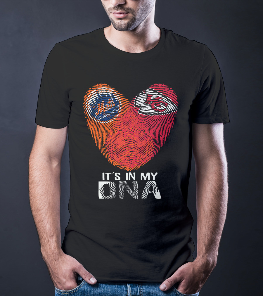 It's In My DNA New York Mets Chiefs Fingerprint Heart T-Shirt