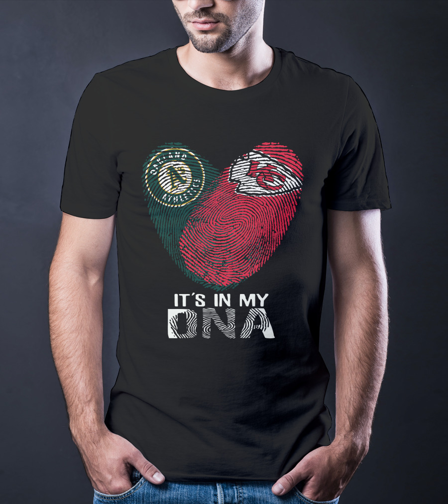 Oakland Athletics Kansas City Chiefs It's In My DNA Fingerprint T-Shirt