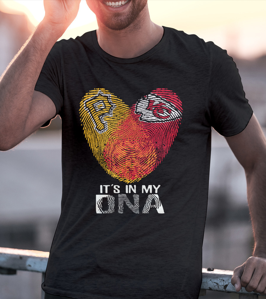 Pittsburgh Pirates Kc Chiefs It's In My Dna Fingerprint Heart T-Shirt