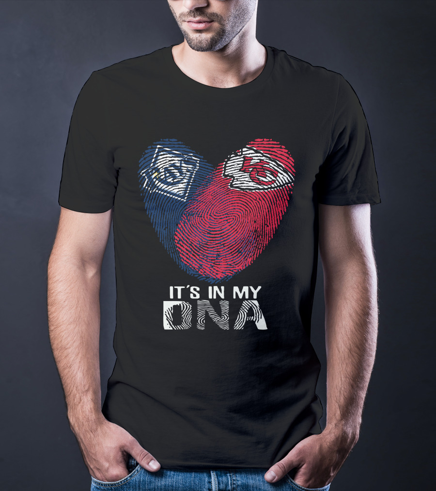 Tampa Bay Rays Chiefs Fingerprint Heart It's In My DNA T-Shirt