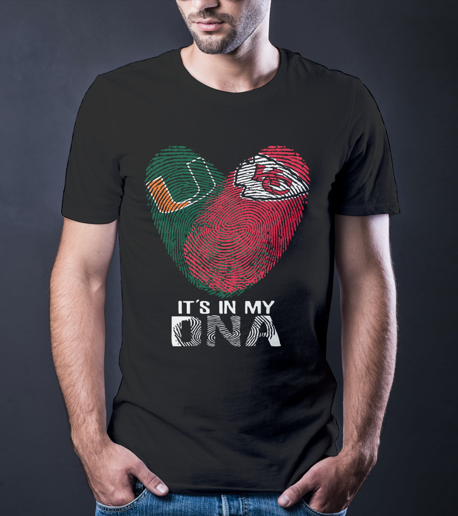 Miami Hurricanes Kansas City Chiefs It's In My Dna Fingerprint T-Shirt