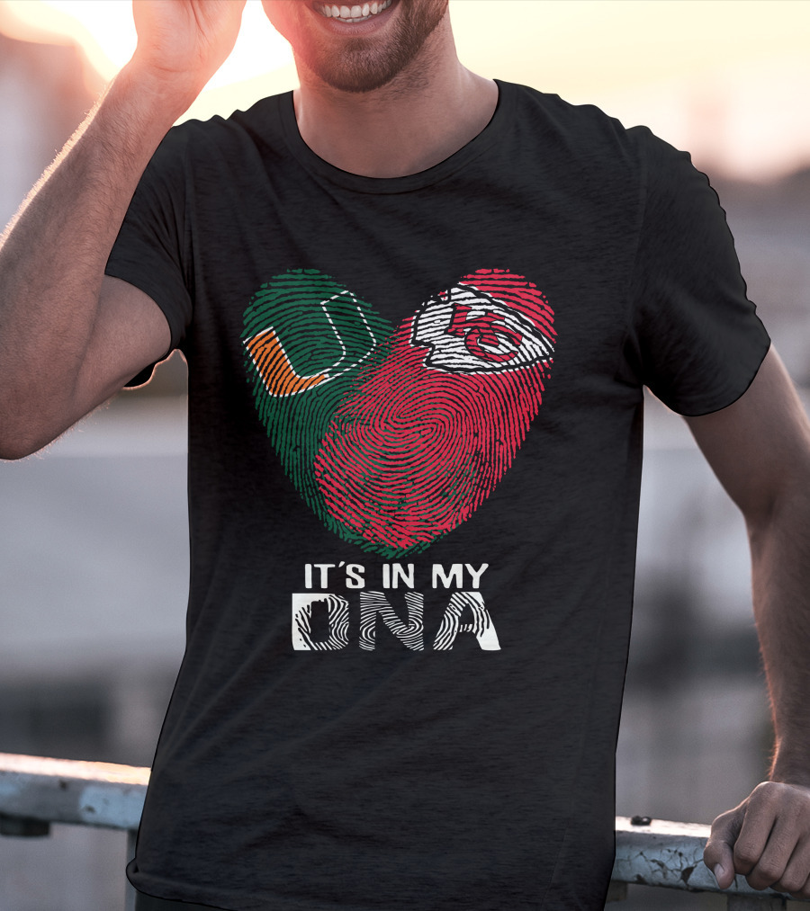 Miami Hurricanes Kansas City Chiefs It's In My Dna Fingerprint T-Shirt