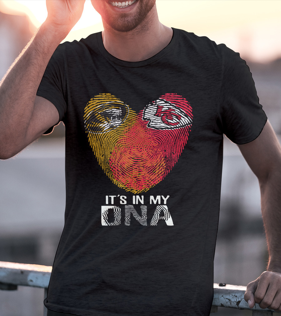 It's In My Dna Missouri Tigers Chiefs Fingerprint Heart T-Shirt