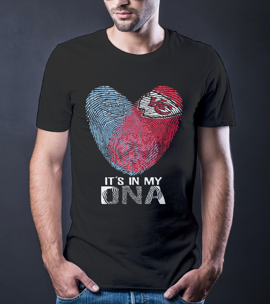 North Carolina Tar Heels Kansas City Chiefs It's In My Dna Fingerprint Heart T-Shirt