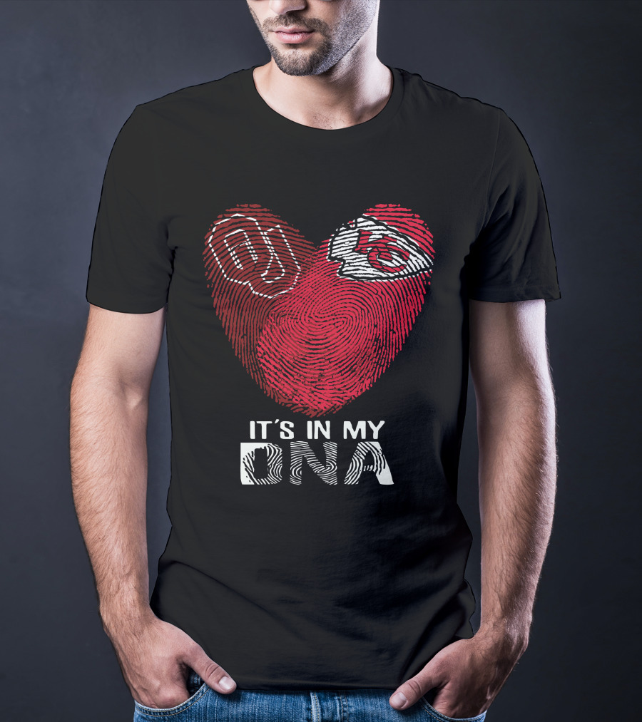 Sooners Ou Kansas City Chiefs It's In My Dna Fingerprint Heart T-Shirt