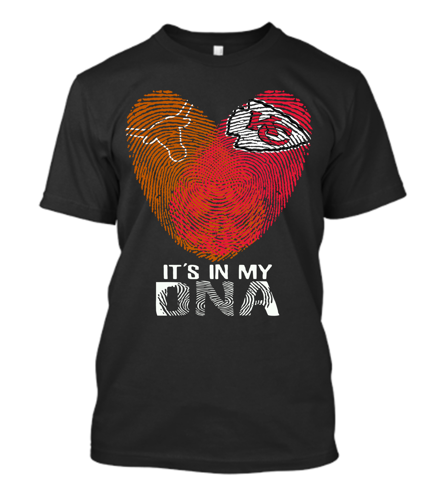 Texas Longhorns Kansas City Chiefs It's In My Dna Fingerprint Heart T-Shirt