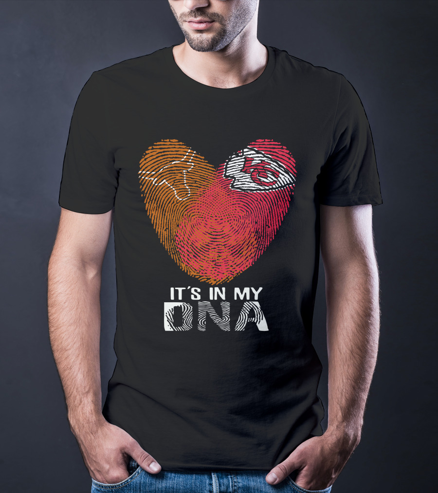 Texas Longhorns Kansas City Chiefs It's In My Dna Fingerprint Heart T-Shirt