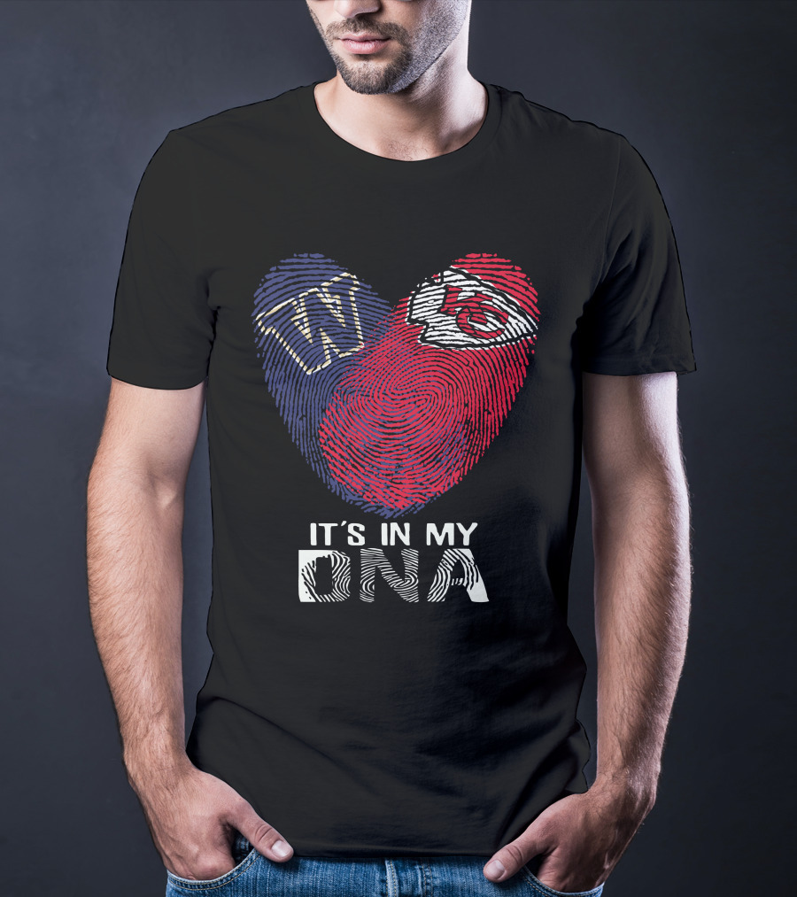 Washington Huskies W And Chiefs It's In My DNA Fingerprint Heart T-Shirt