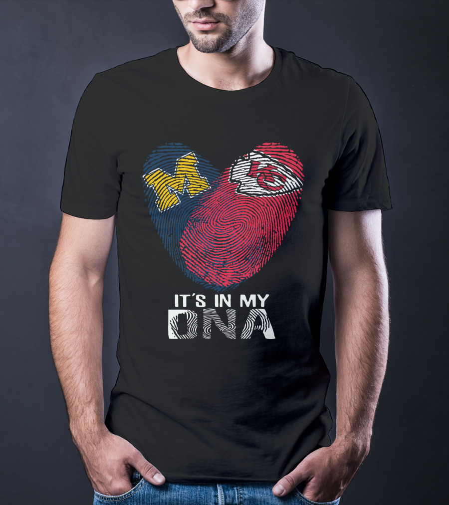 Wolverines Chiefs It's In My DNA Fingerprint Heart T-Shirt