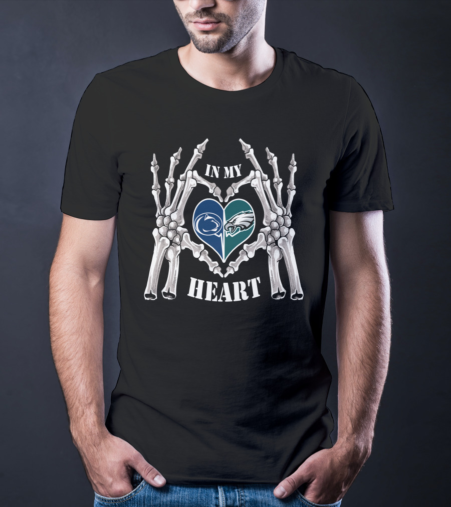 In My Heart Penn State Eagles Skeleton Hands T-Shirt