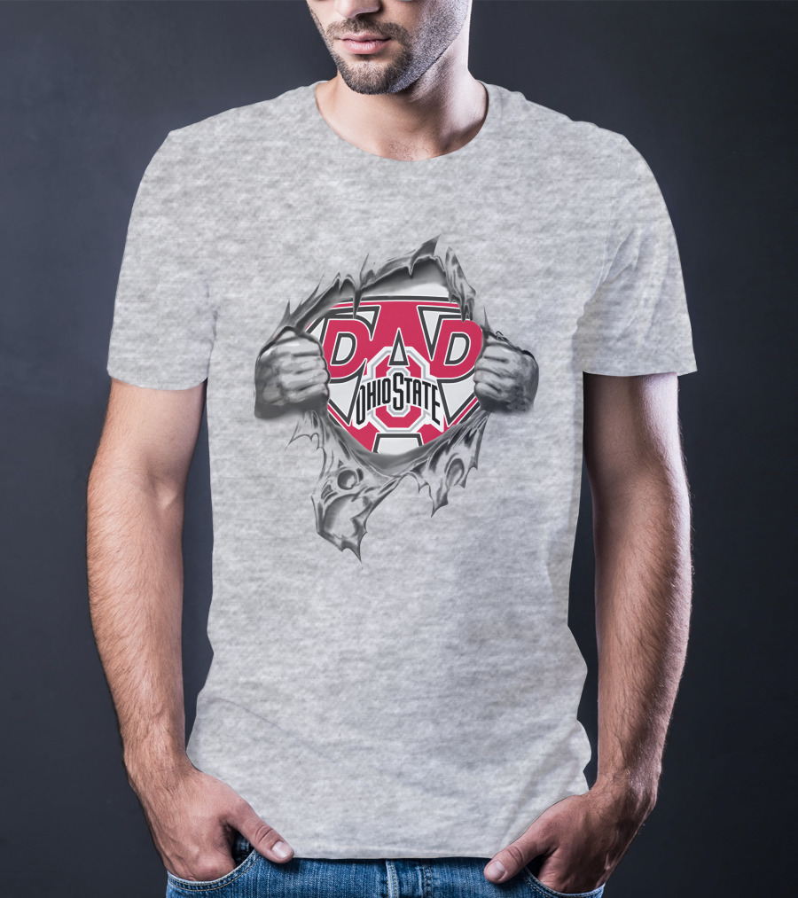 Ohio State Buckeyes Dad Superhero Logo Tear-Away T-Shirt