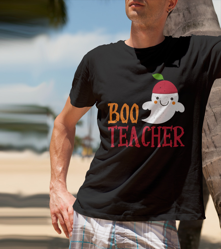 Boo Teacher Ghost Pirate Themed Funny Halloween Costume Teacher T-Shirt