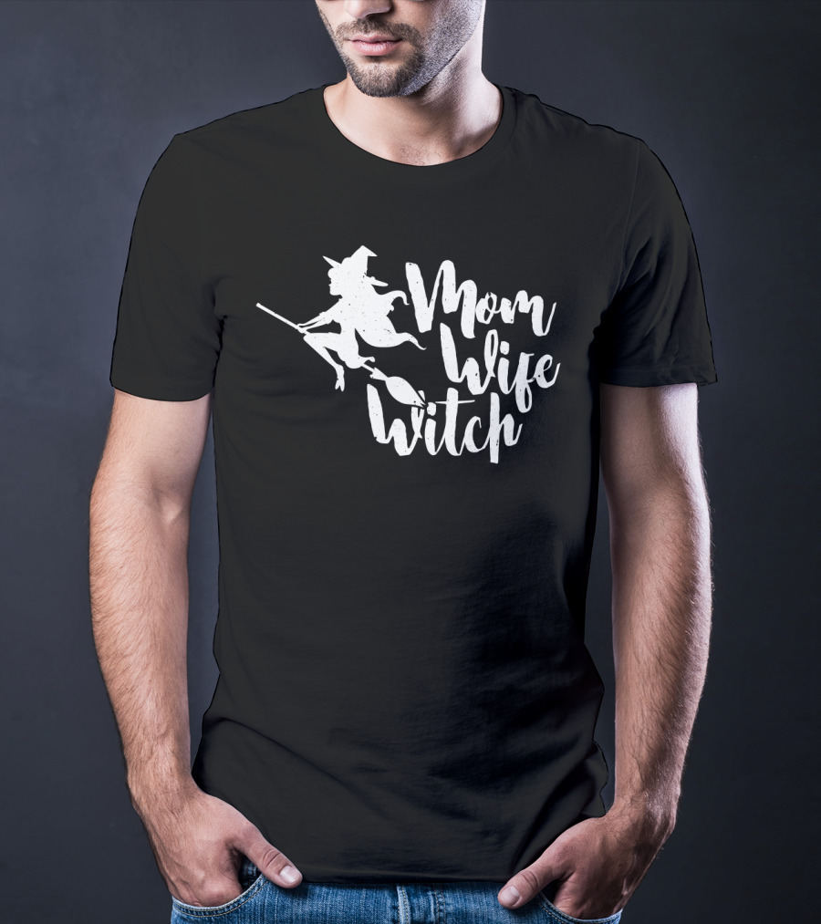 Mom Wife Witch Flying Silhouette On Broomstick T-Shirt