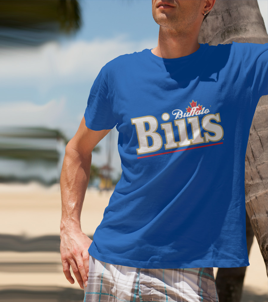 Buffalo Bills Logo With Red Maple Leaf T-Shirt