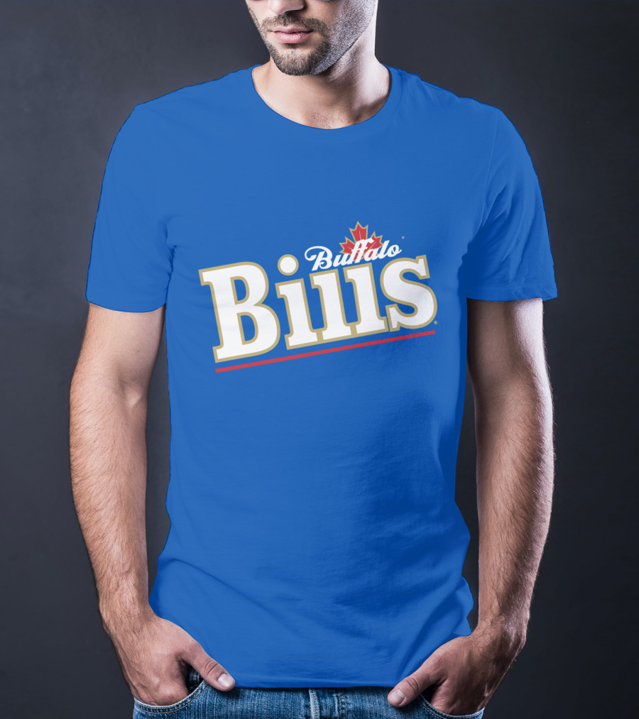 Buffalo Bills Logo With Red Maple Leaf T-Shirt