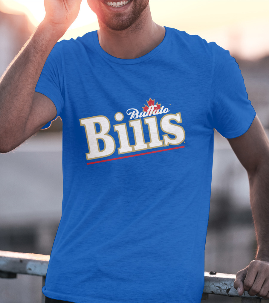Buffalo Bills Logo With Red Maple Leaf T-Shirt