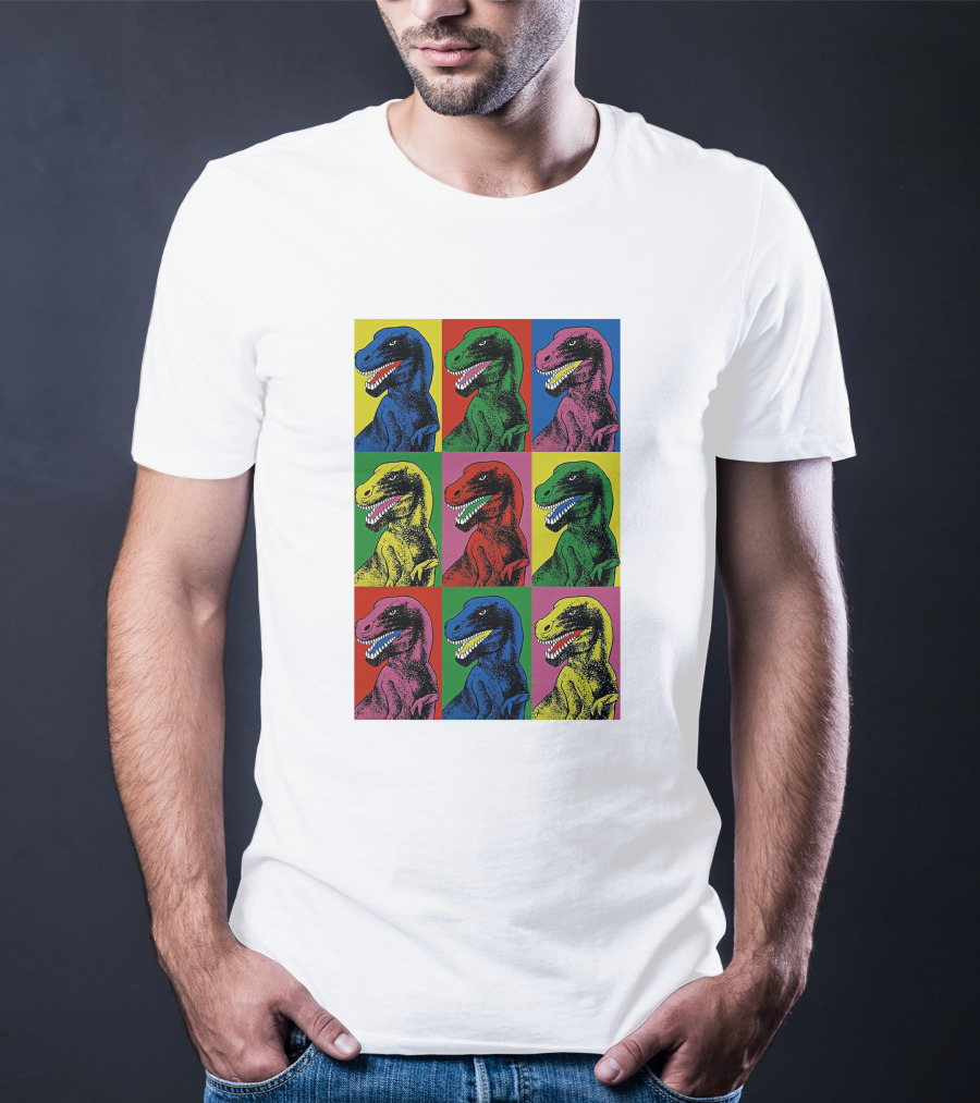 Pop Art T-Rex Jurassic Park Steven Spielberg Colorful Dinosaur T-Shirt