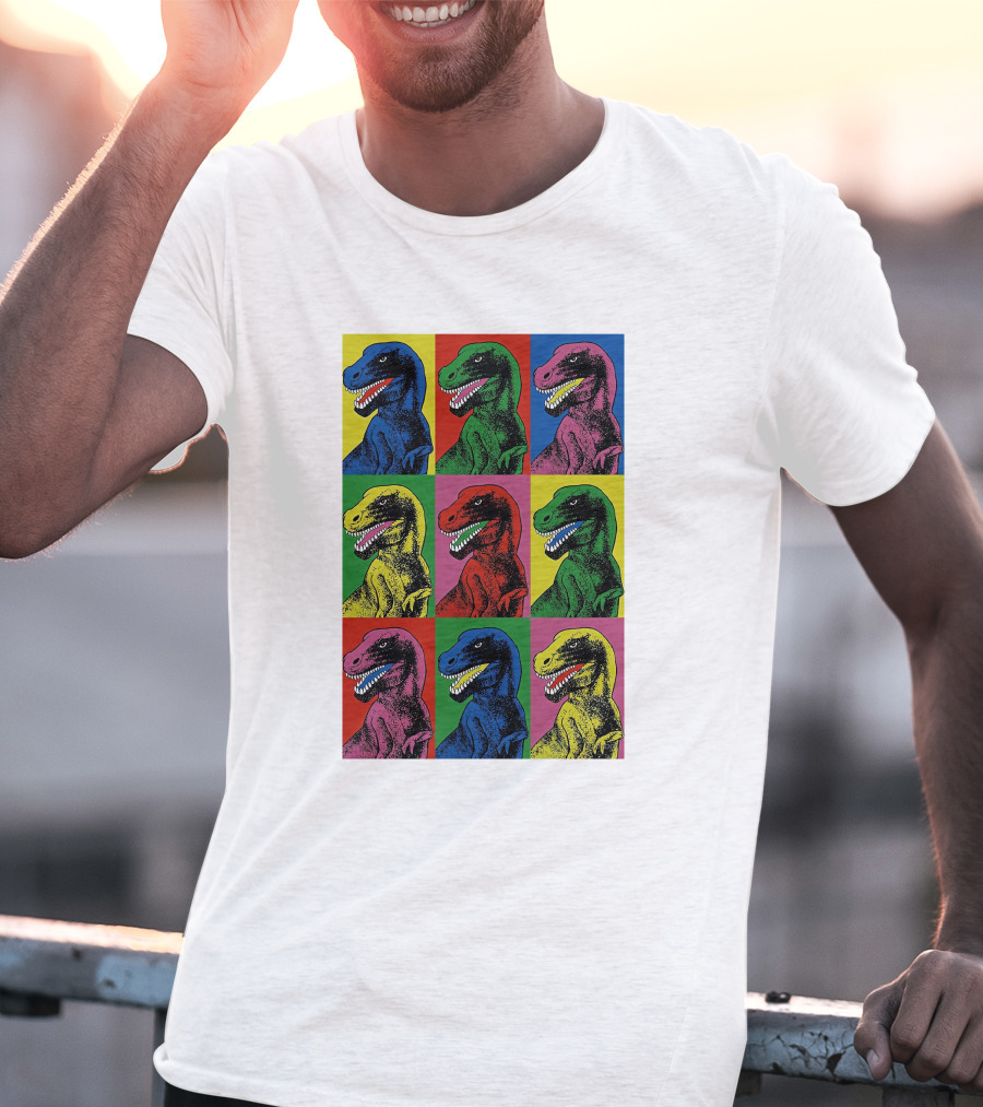 Pop Art T-Rex Jurassic Park Steven Spielberg Colorful Dinosaur T-Shirt