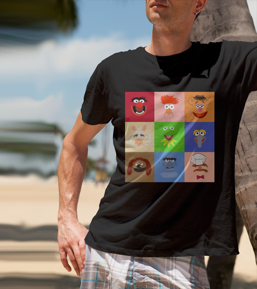 Muppets Faces Grid Featuring Kermit Piggy Fozzie Gonzo And More T-Shirt