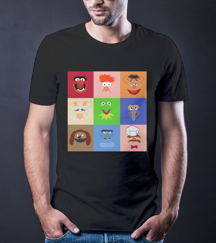 Muppets Faces Grid Featuring Kermit Piggy Fozzie Gonzo And More T-Shirt