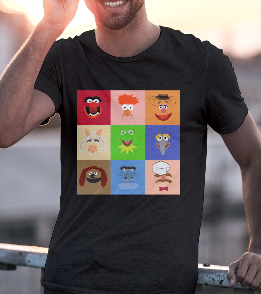 Muppets Faces Grid Featuring Kermit Piggy Fozzie Gonzo And More T-Shirt