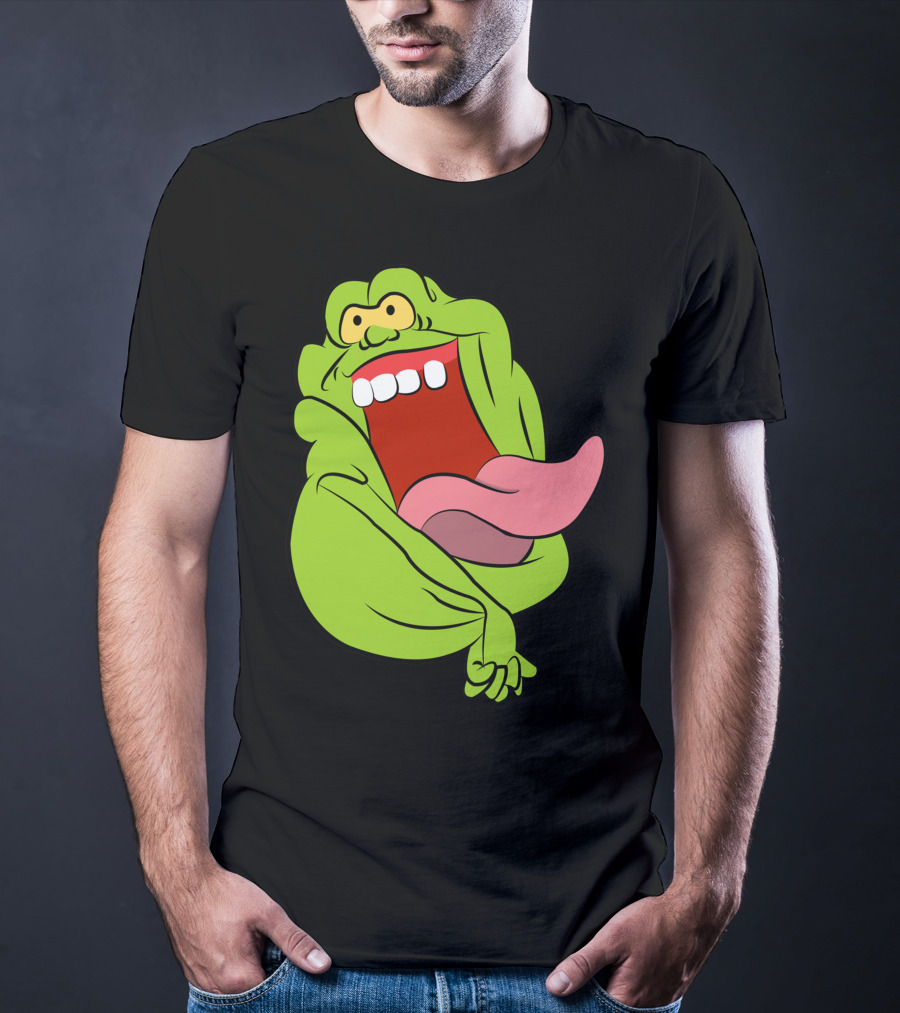 The Real Ghostbusters Slimer Tongue Out Iconic Cartoon Ghost Character T-Shirt