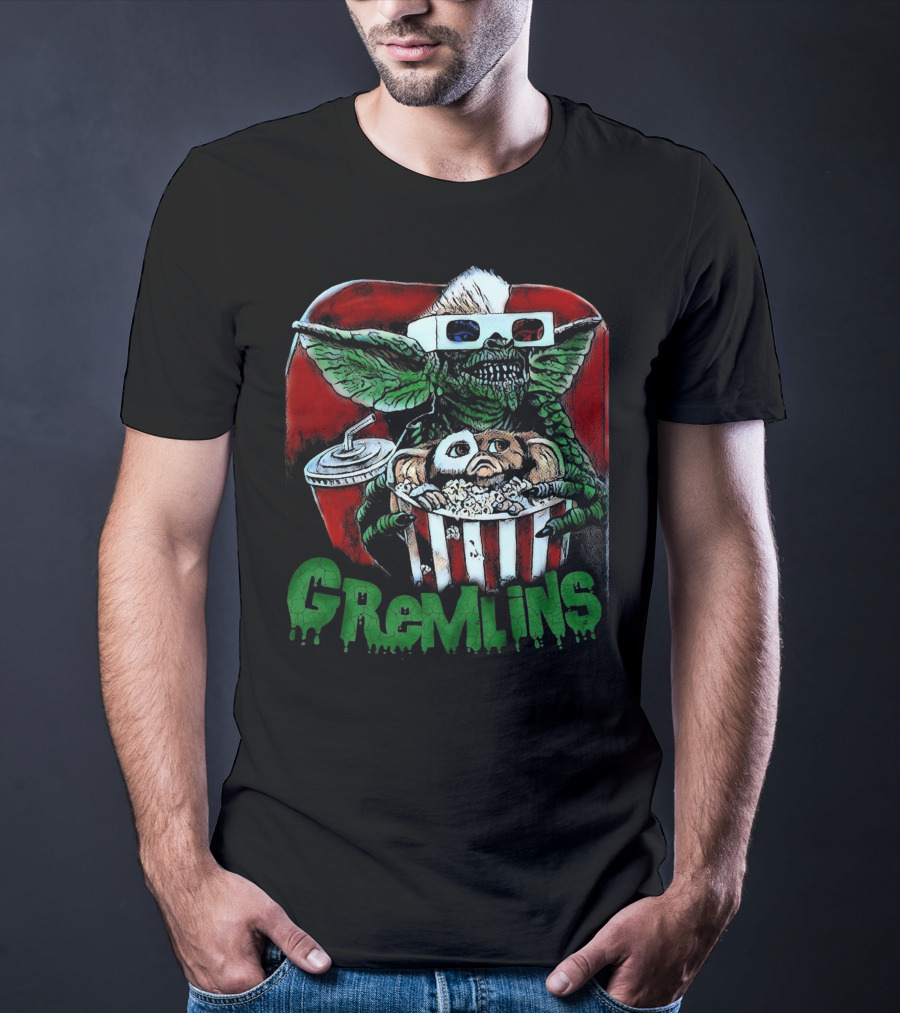 Gremlins Midnight Movie Popcorn Scene 3D Glasses T-Shirt