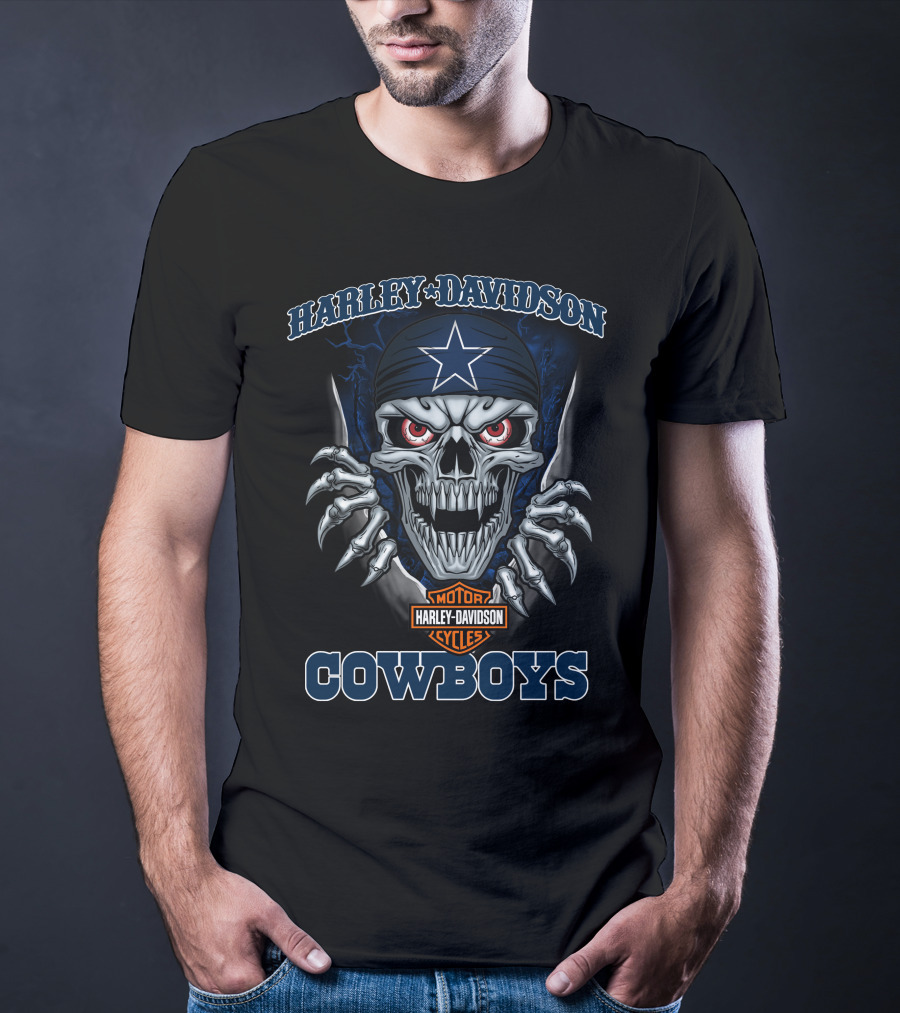 Harley Davidson Motor Cycles Skull Cowboys T-Shirt