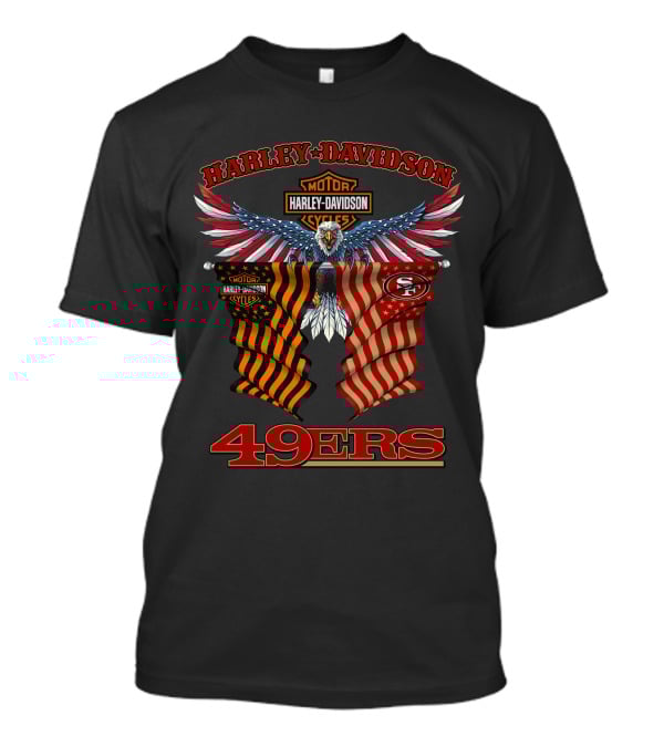 Harley Davidson 49ers Eagle With Flags T-Shirt