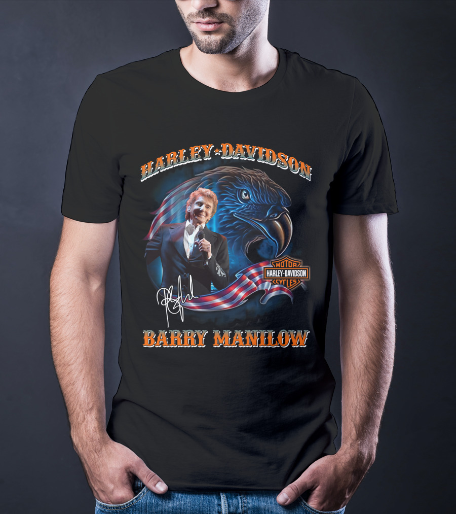 Harley Davidson Barry Manilow Eagle And Flag T-Shirt