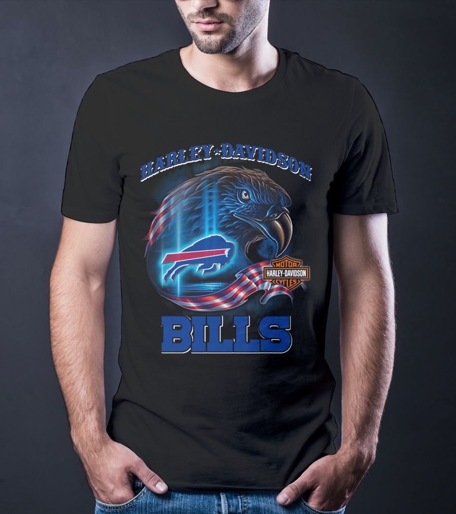 Harley Davidson Buffalo Bills Eagle Motor Cycles T-Shirt