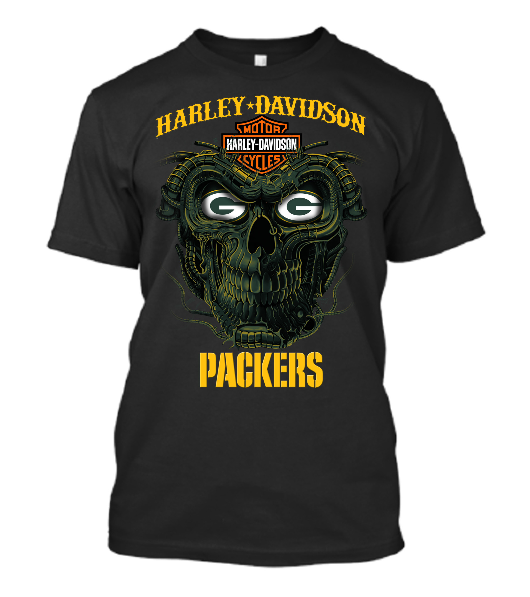 Harley Davidson Green Bay Packers G Skull T-Shirt