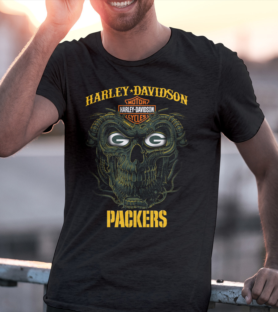 Harley Davidson Green Bay Packers G Skull T-Shirt