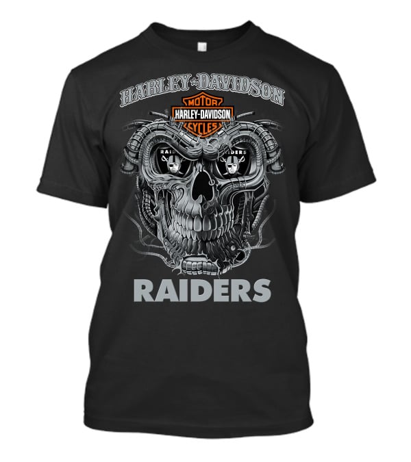 Harley Davidson Motor Cycles Raiders Skull T-Shirt