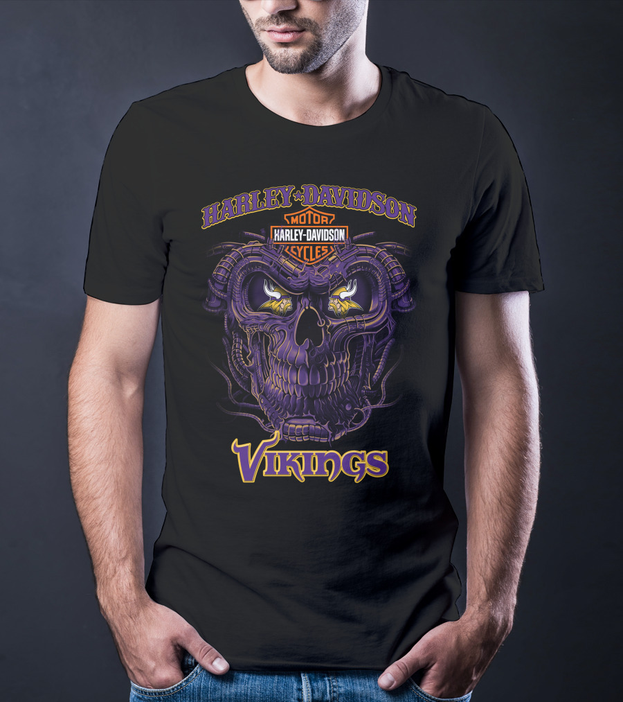 Harley Davidson Motorcycles Vikings Skull T-Shirt