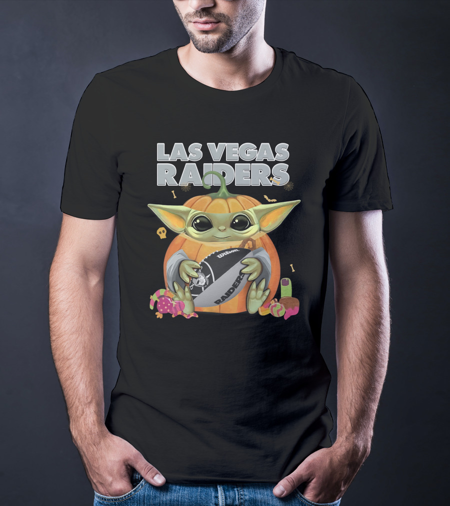 Las Vegas Raiders Yoda Pumpkin Halloween Football Raiders Ball T-Shirt