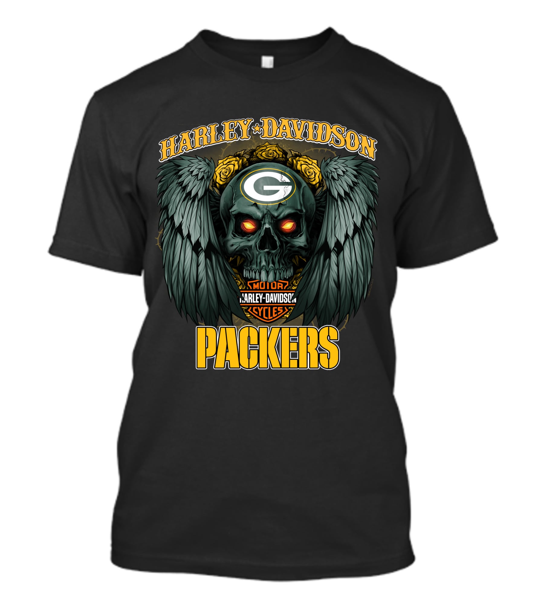 Harley Davidson Packers Skull Hd Nfl1228 Green Bay Packers T-Shirt