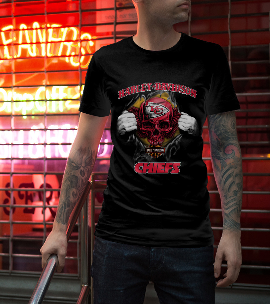 Harley Davidson Major Kansas City Chiefs Skull T-Shirt