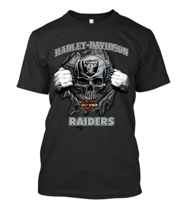 Harley Davidson Raiders Skull Nfl Las Vegas Raiders Colors T-Shirt