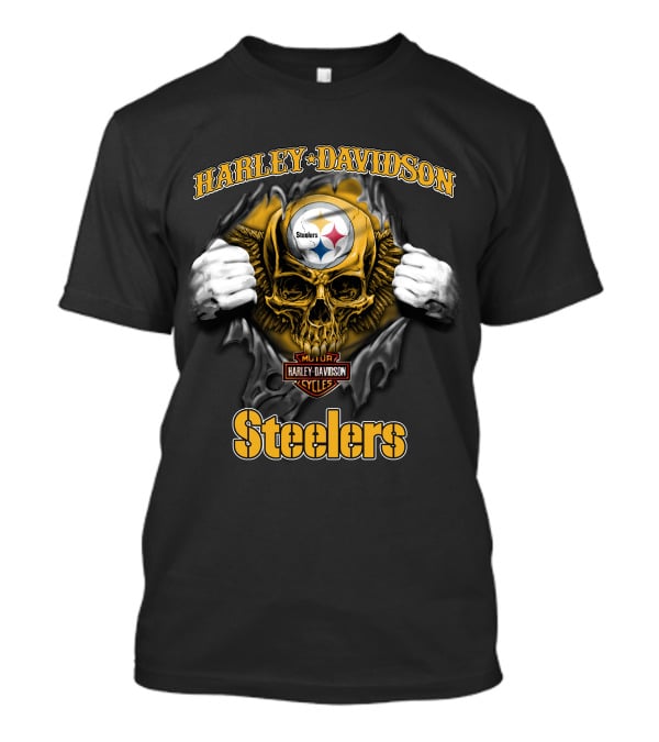 Harley Davidson Pittsburgh Steelers Skull T-Shirt