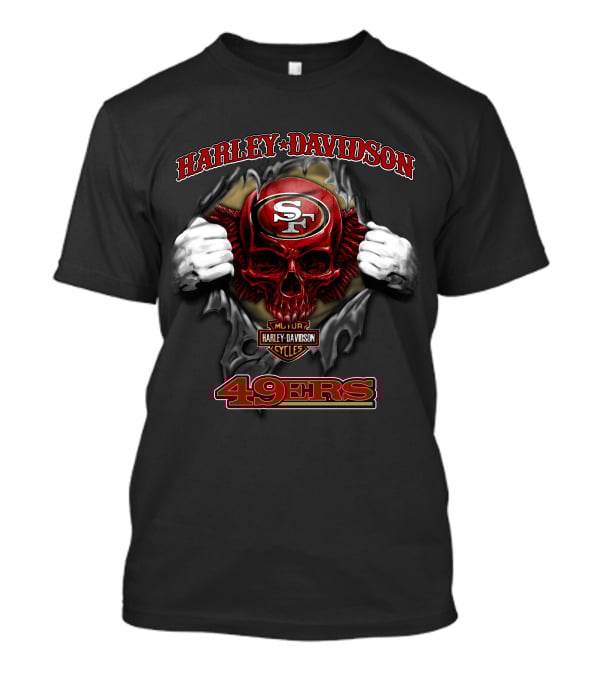 Harley Davidson Nfl Skull San Francisco 49ers T-Shirt