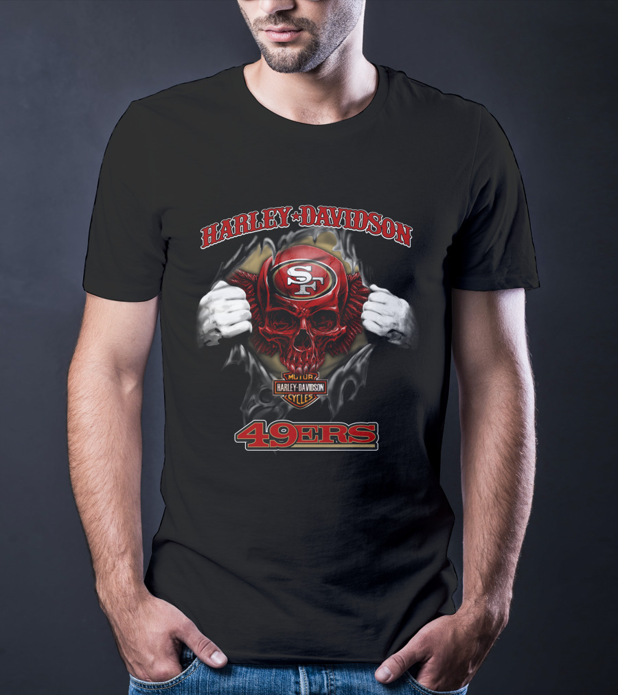 Harley Davidson Nfl Skull San Francisco 49ers T-Shirt